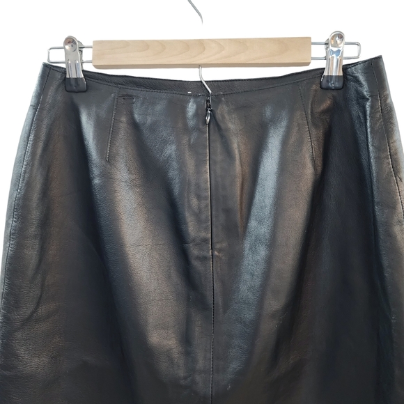 Caslon Leather Skirt with Laser Cut Floral Trim - Picture 6 of 7